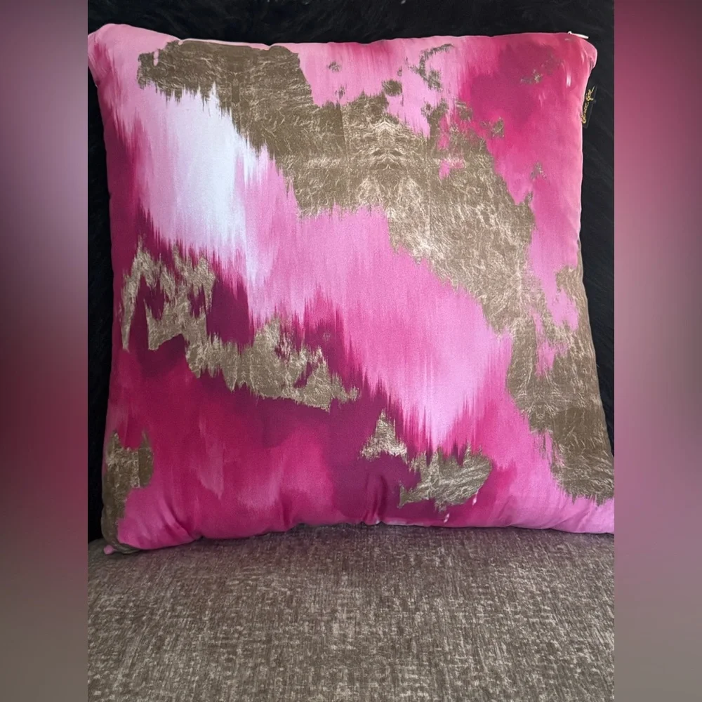Abstract Pink & Gold Decorative Throw Pillow 'Vivanti Gold' NWOT